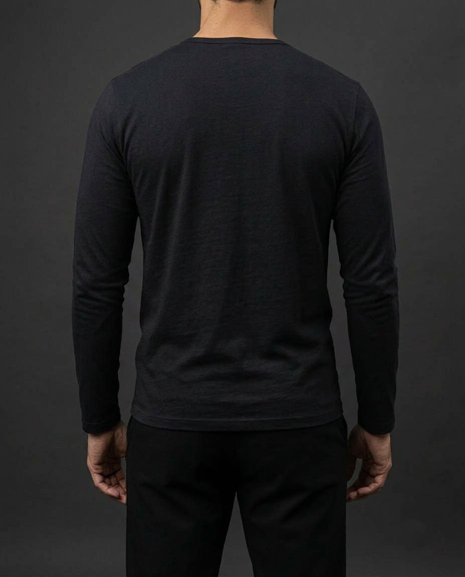 Henley Long Sleeve Blanc & Noir