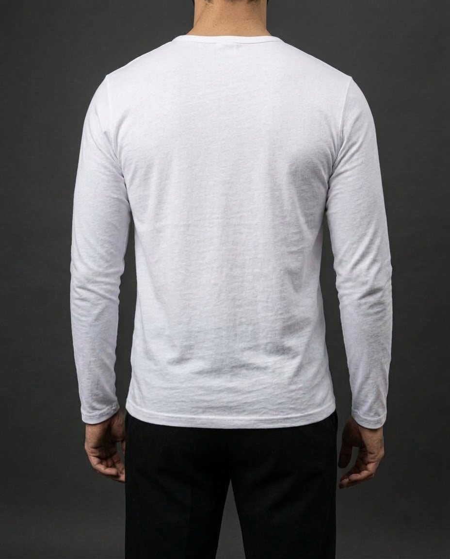 Henley Long Sleeve Blanc & Noir