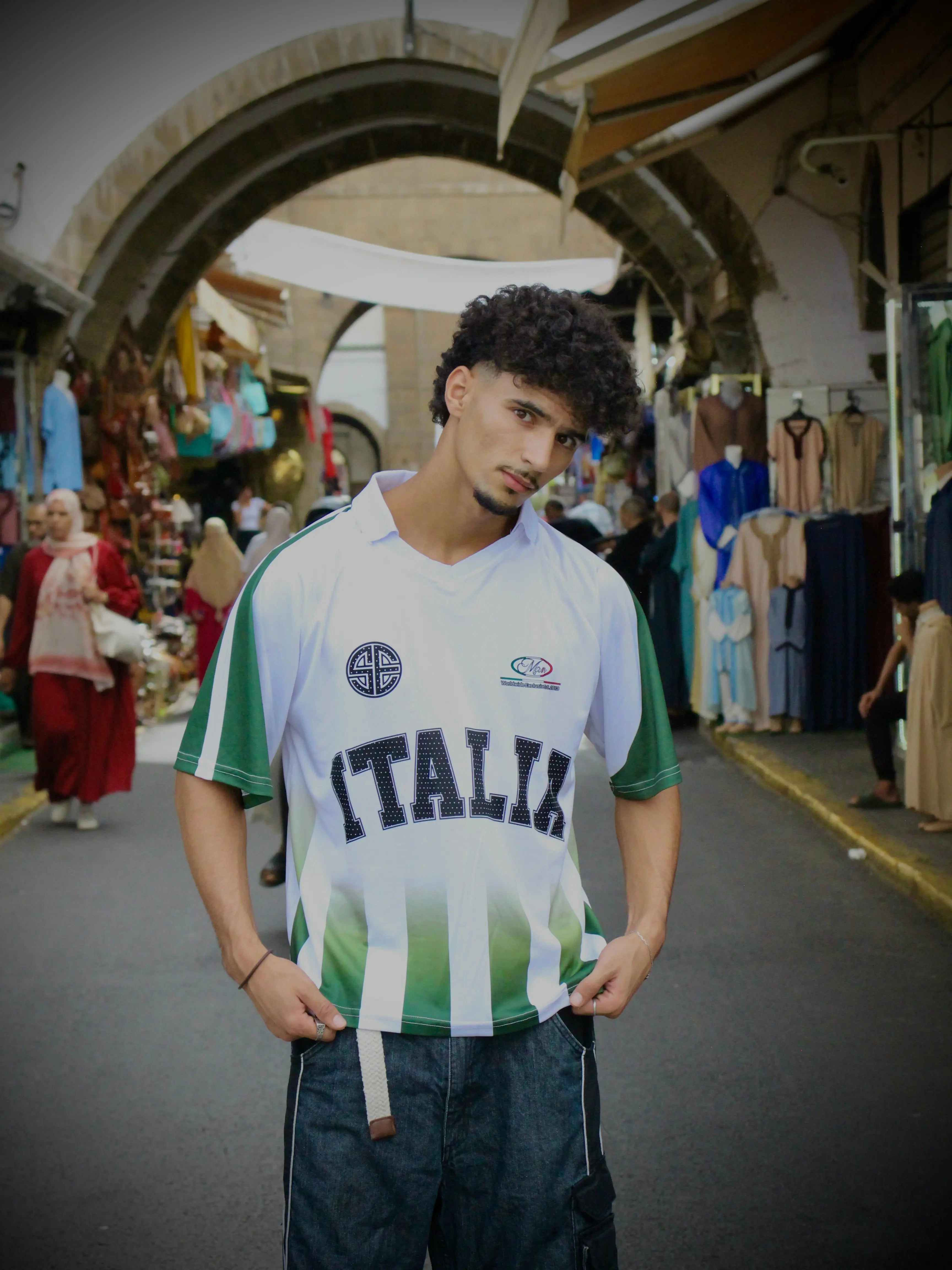 Polo oversize rugby style ITALIA blanc